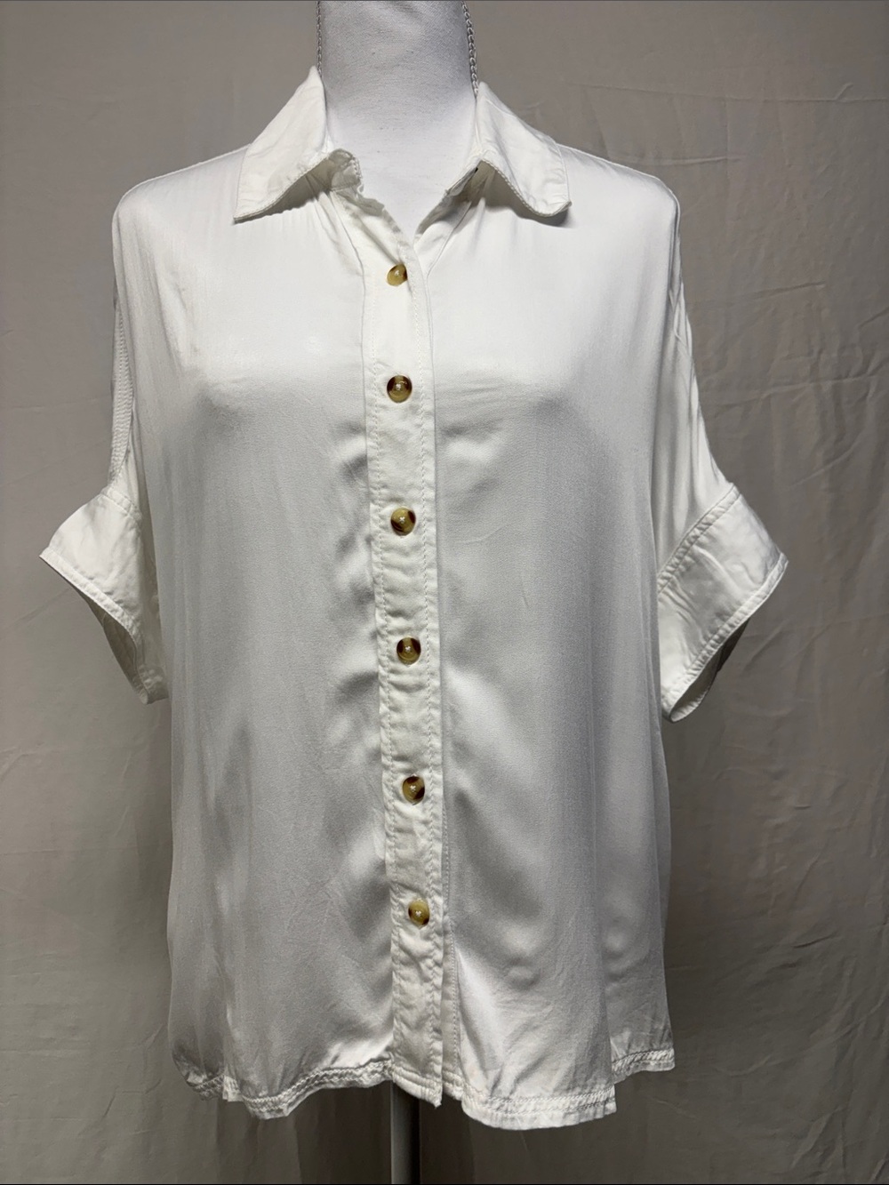 Tribal White Short-Sleeve Button Down Shirt
